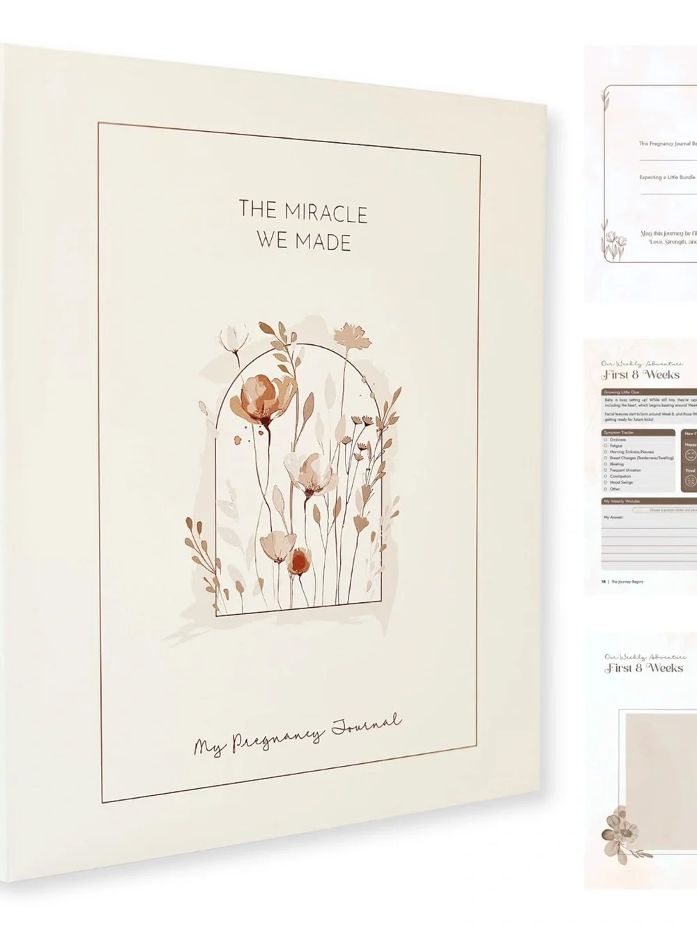 The Miracle We Made Pregnancy Journal - Cream Floral Cover
